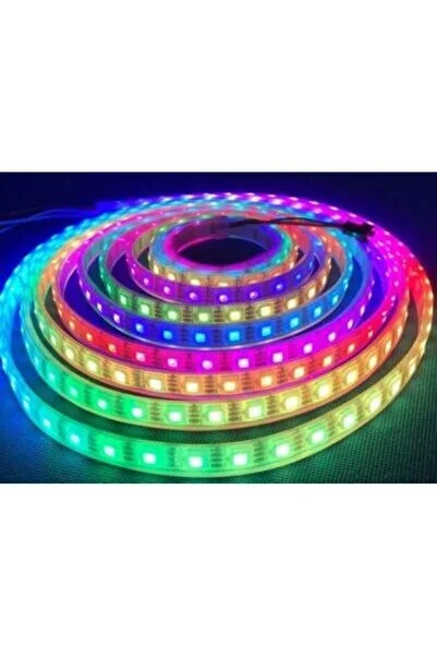 WS2812E 5050 RGB Adreslenebilir LED Şerit (144 LED/m, DC5V, IP20, 5m Makara)